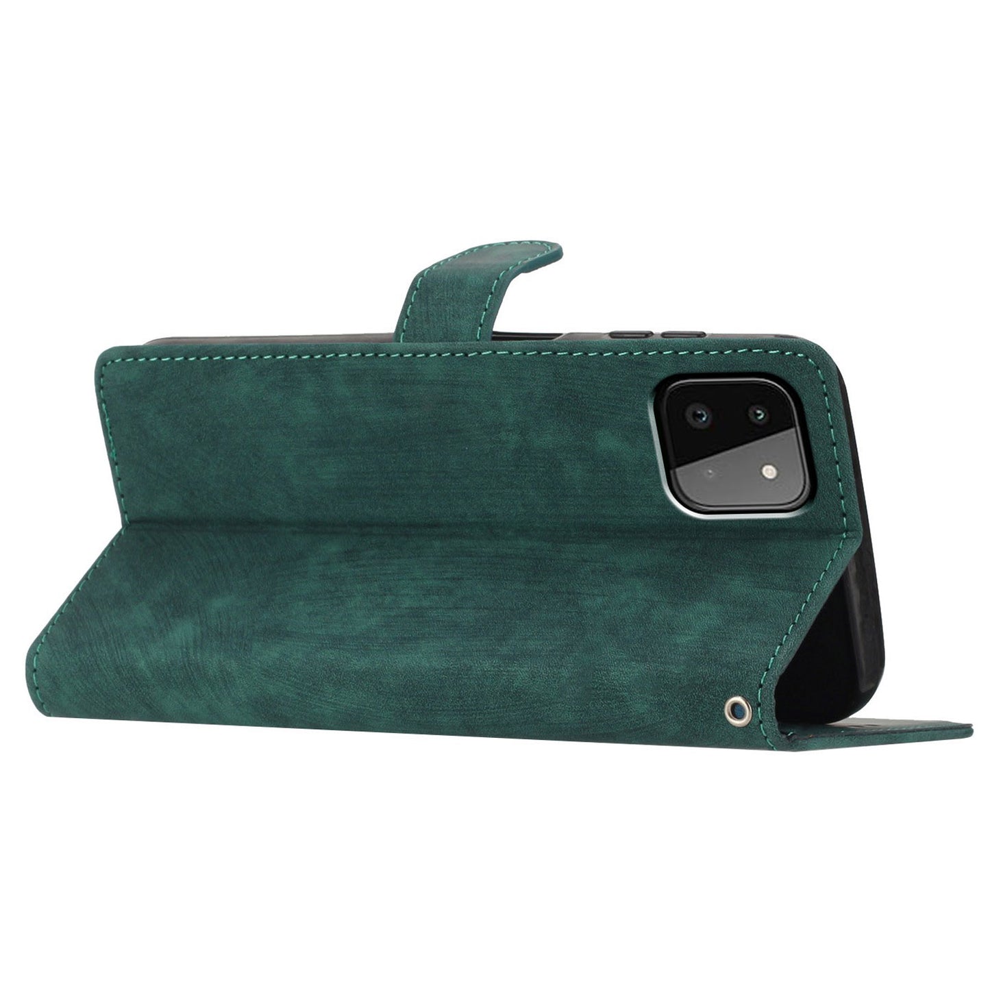 Leather Protective Cover for Samsung Galaxy A22 5G (EU Version) ,  Solid Color Skin-touch Phone Wallet Stand Case