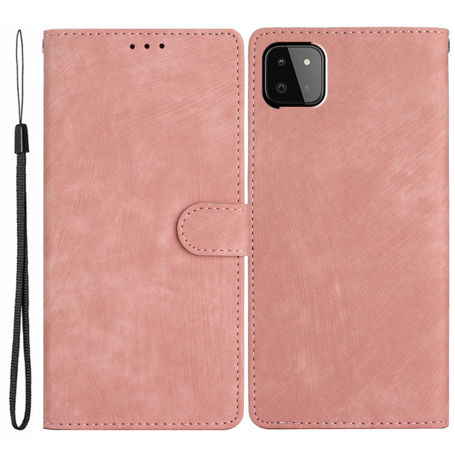 Leather Protective Cover for Samsung Galaxy A22 5G (EU Version) ,  Solid Color Skin-touch Phone Wallet Stand Case