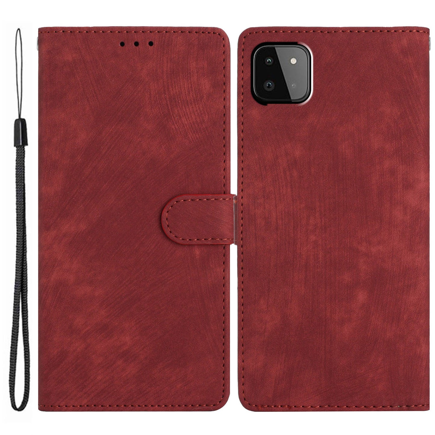 Leather Protective Cover for Samsung Galaxy A22 5G (EU Version) ,  Solid Color Skin-touch Phone Wallet Stand Case