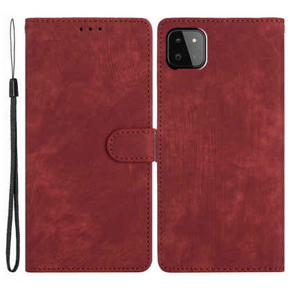 Leather Protective Cover for Samsung Galaxy A22 5G (EU Version) ,  Solid Color Skin-touch Phone Wallet Stand Case