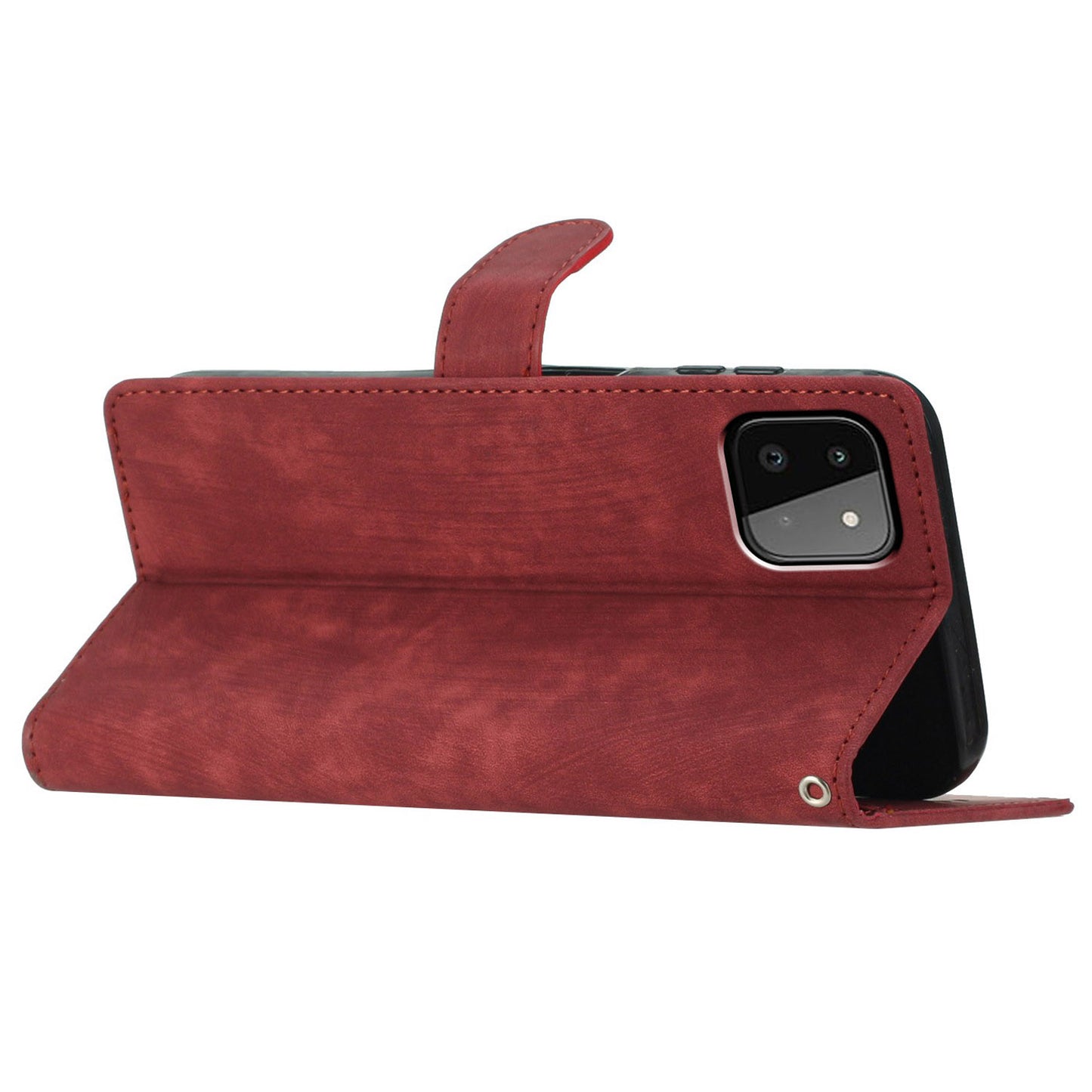 Leather Protective Cover for Samsung Galaxy A22 5G (EU Version) ,  Solid Color Skin-touch Phone Wallet Stand Case