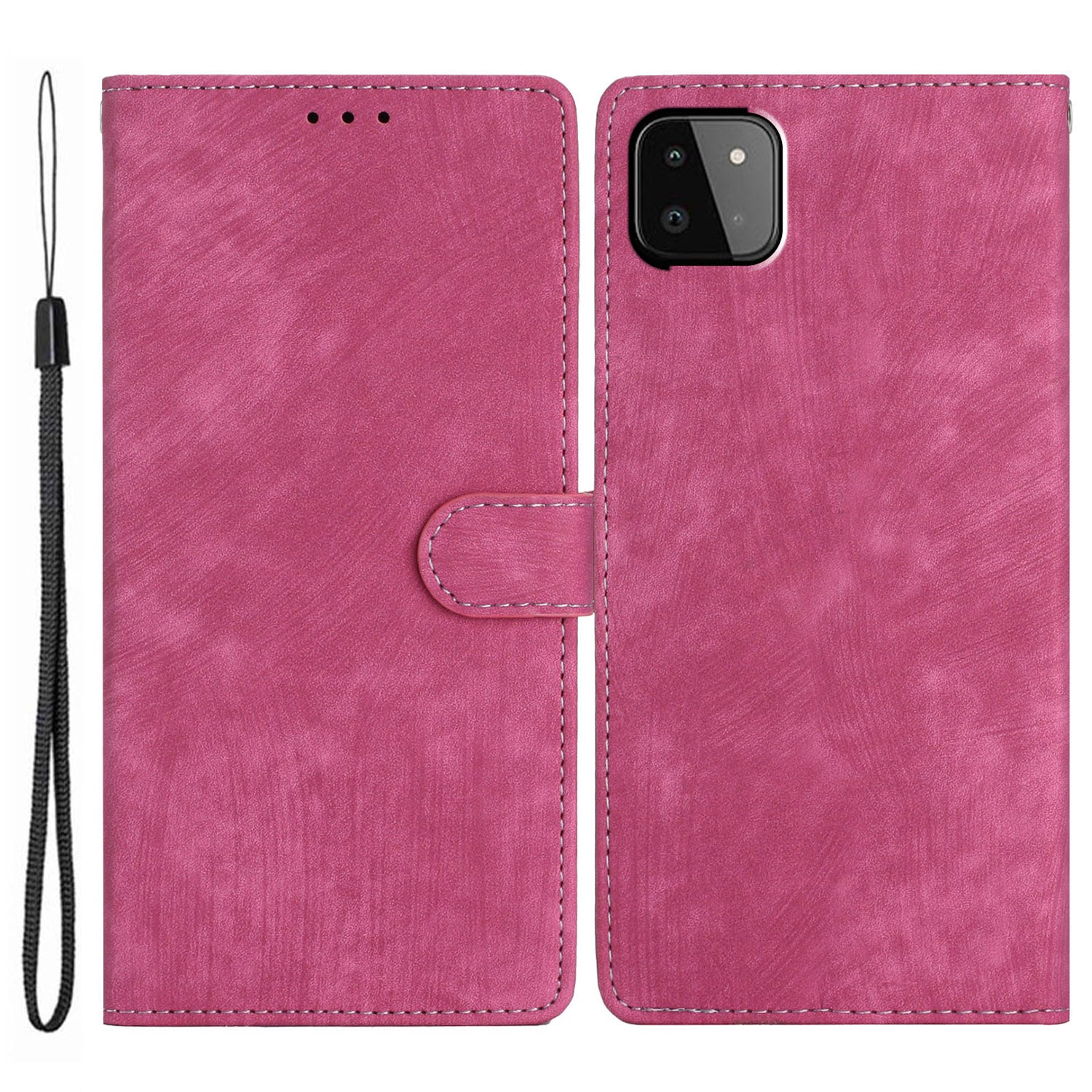 Leather Protective Cover for Samsung Galaxy A22 5G (EU Version) ,  Solid Color Skin-touch Phone Wallet Stand Case