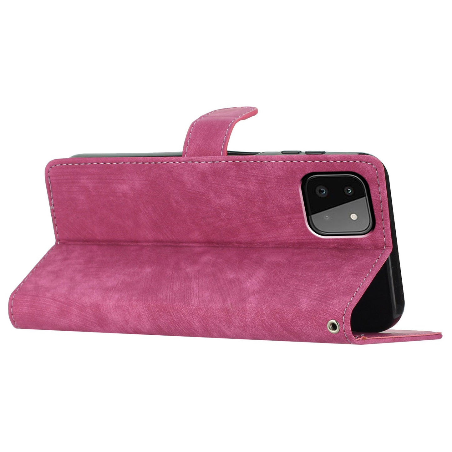 Leather Protective Cover for Samsung Galaxy A22 5G (EU Version) ,  Solid Color Skin-touch Phone Wallet Stand Case