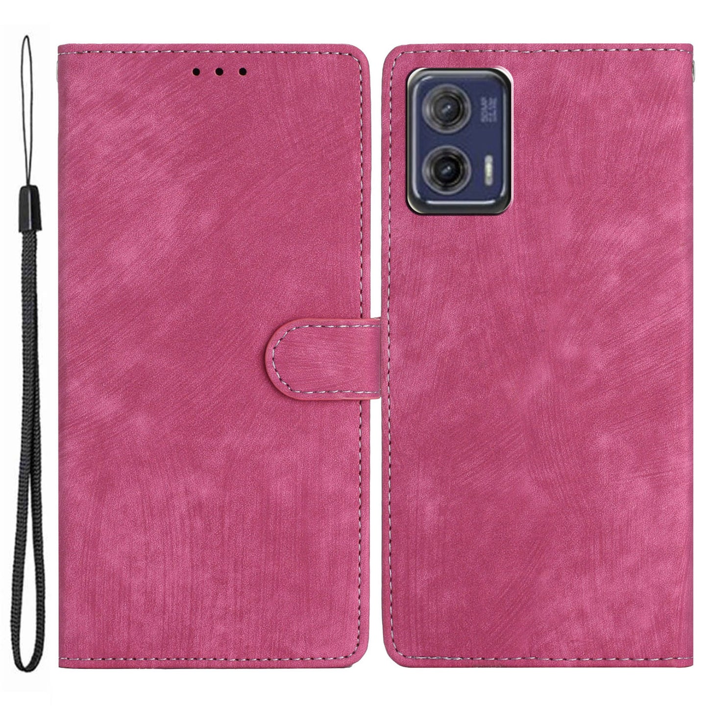 For Motorola Moto G73 5G Anti-Drop PU Leather Wallet Cover Skin-Touch Stand Cell Phone Case