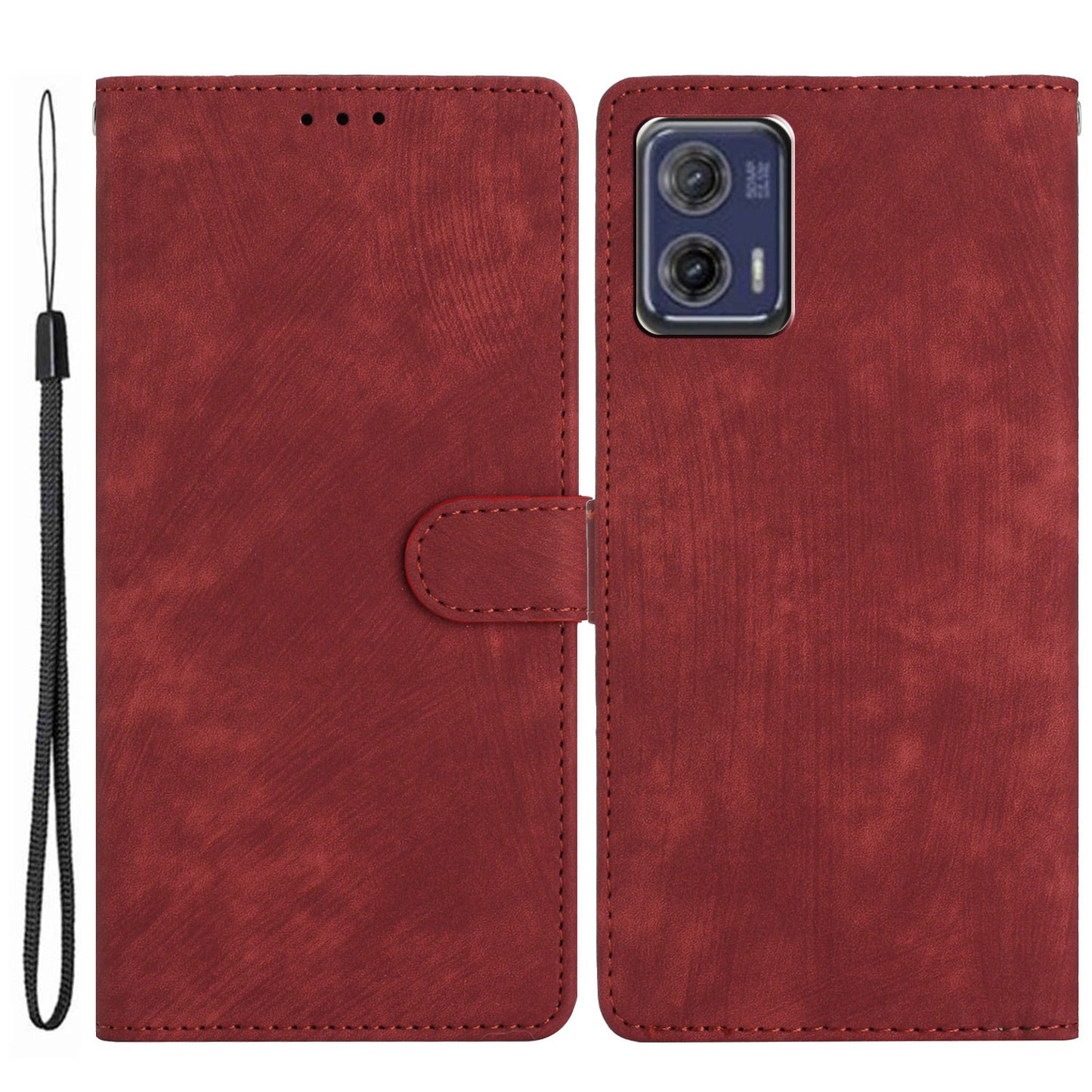 For Motorola Moto G73 5G Anti-Drop PU Leather Wallet Cover Skin-Touch Stand Cell Phone Case