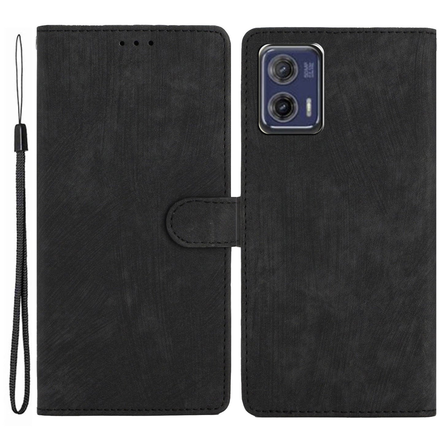 For Motorola Moto G73 5G Anti-Drop PU Leather Wallet Cover Skin-Touch Stand Cell Phone Case