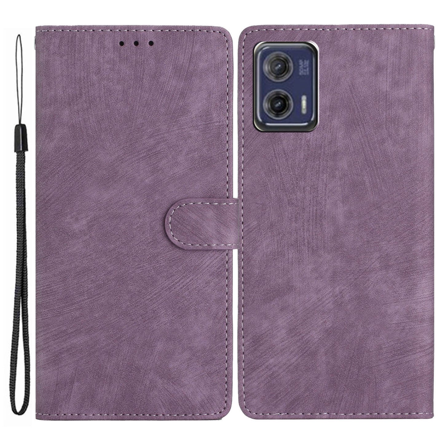 For Motorola Moto G73 5G Anti-Drop PU Leather Wallet Cover Skin-Touch Stand Cell Phone Case