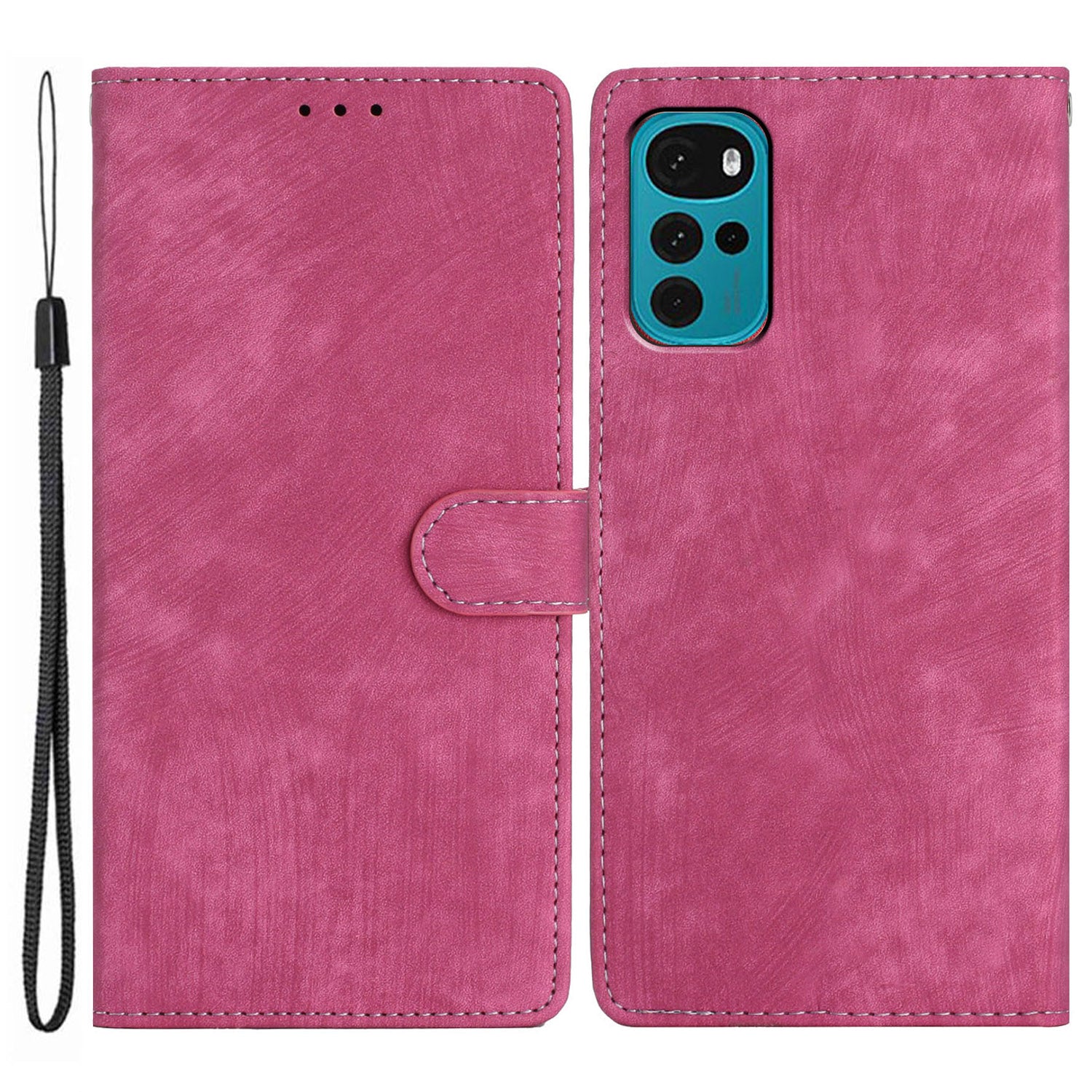 Leather Wallet Shell for Motorola Moto G22 , Skin-touch Folding Stand Phone Case