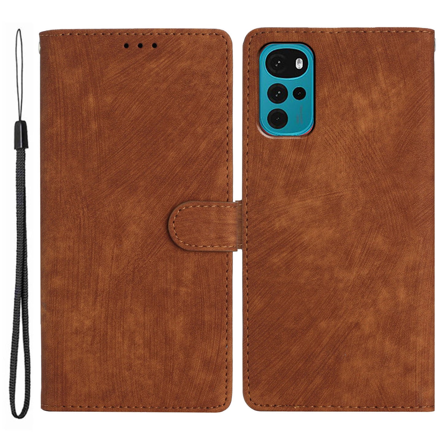Leather Wallet Shell for Motorola Moto G22 , Skin-touch Folding Stand Phone Case