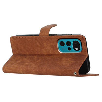 Leather Wallet Shell for Motorola Moto G22 , Skin-touch Folding Stand Phone Case