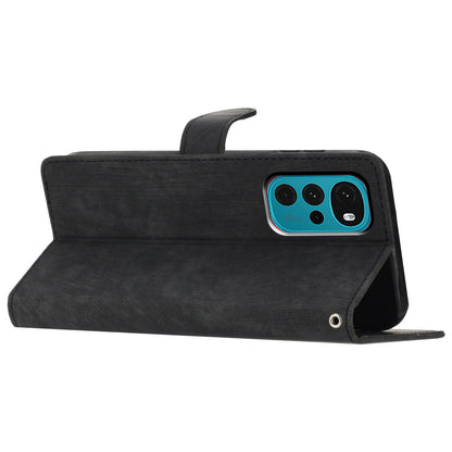 Leather Wallet Shell for Motorola Moto G22 , Skin-touch Folding Stand Phone Case