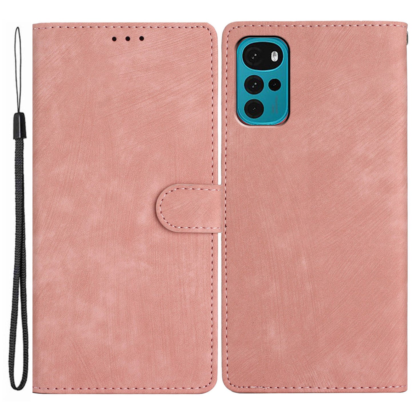 Leather Wallet Shell for Motorola Moto G22 , Skin-touch Folding Stand Phone Case