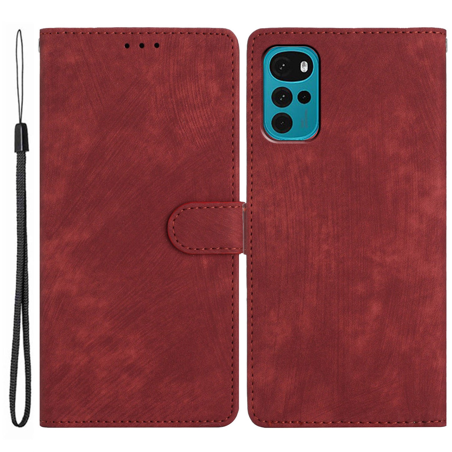 Leather Wallet Shell for Motorola Moto G22 , Skin-touch Folding Stand Phone Case