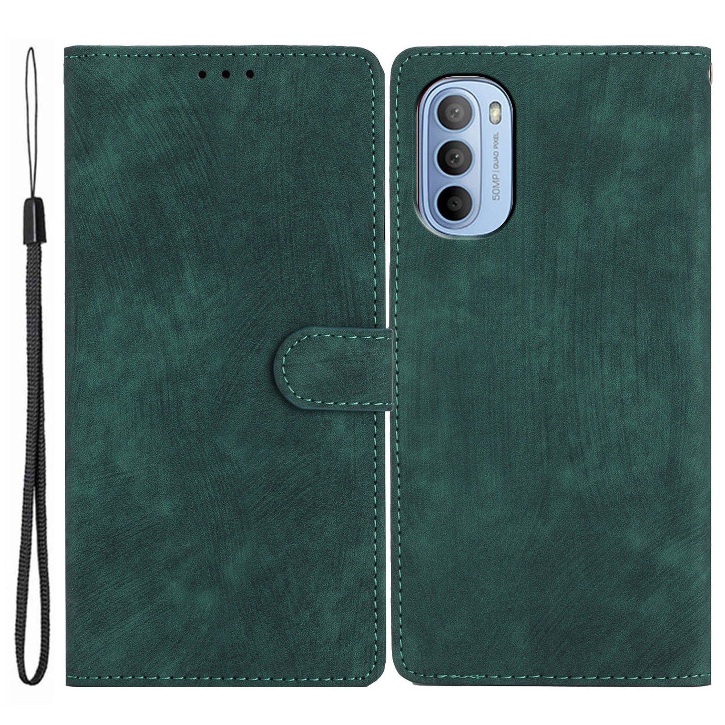 For Motorola Moto G52 4G / G82 5G Skin-touch Leather Wallet Shell Folding Stand Phone Case