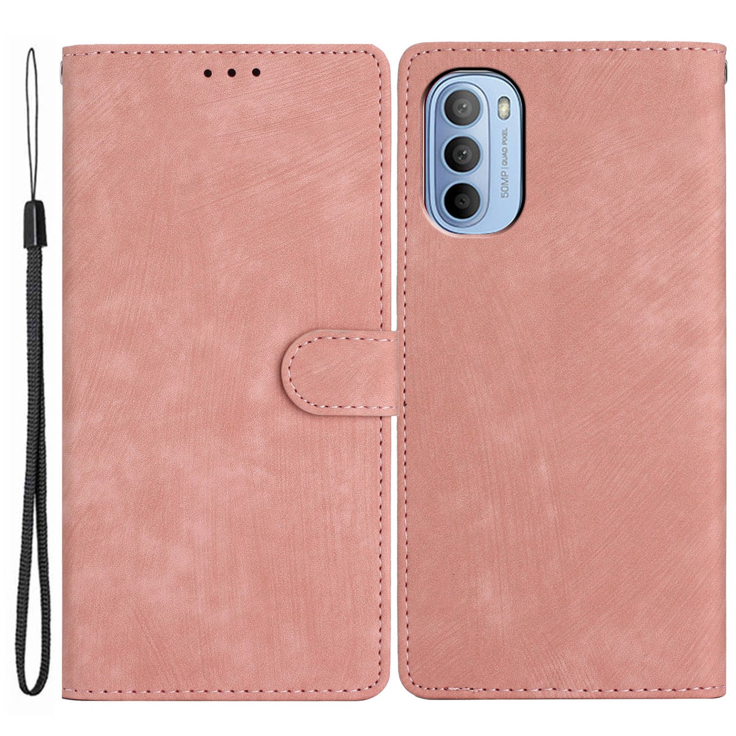 For Motorola Moto G52 4G / G82 5G Skin-touch Leather Wallet Shell Folding Stand Phone Case
