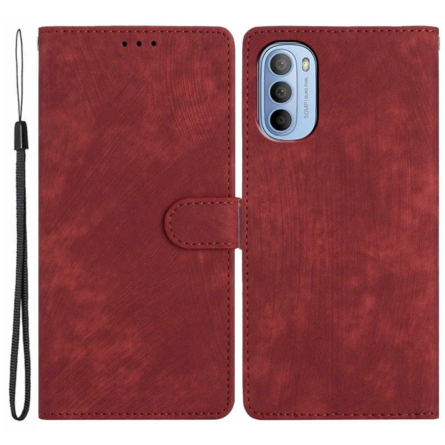 For Motorola Moto G52 4G / G82 5G Skin-touch Leather Wallet Shell Folding Stand Phone Case