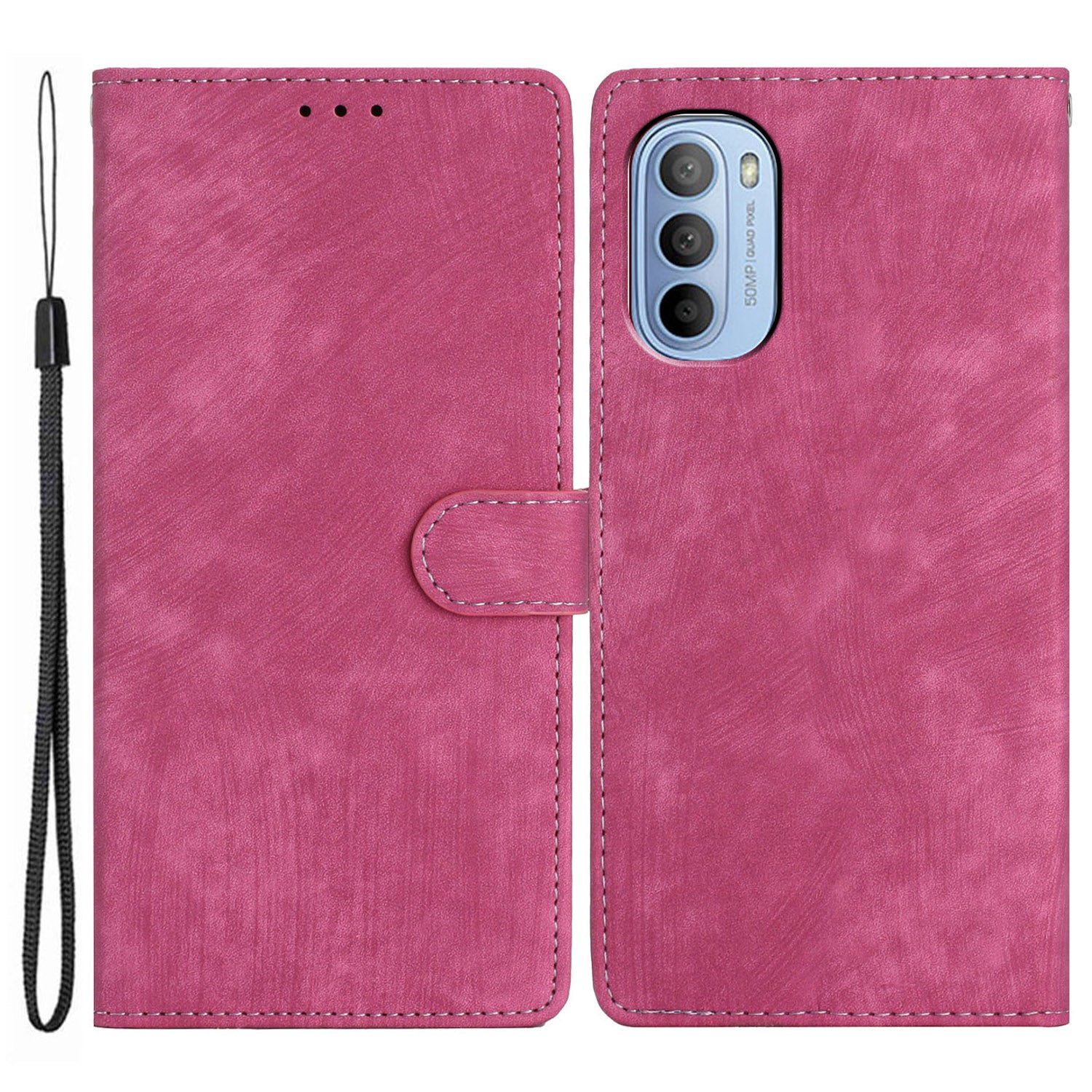 For Motorola Moto G52 4G / G82 5G Skin-touch Leather Wallet Shell Folding Stand Phone Case