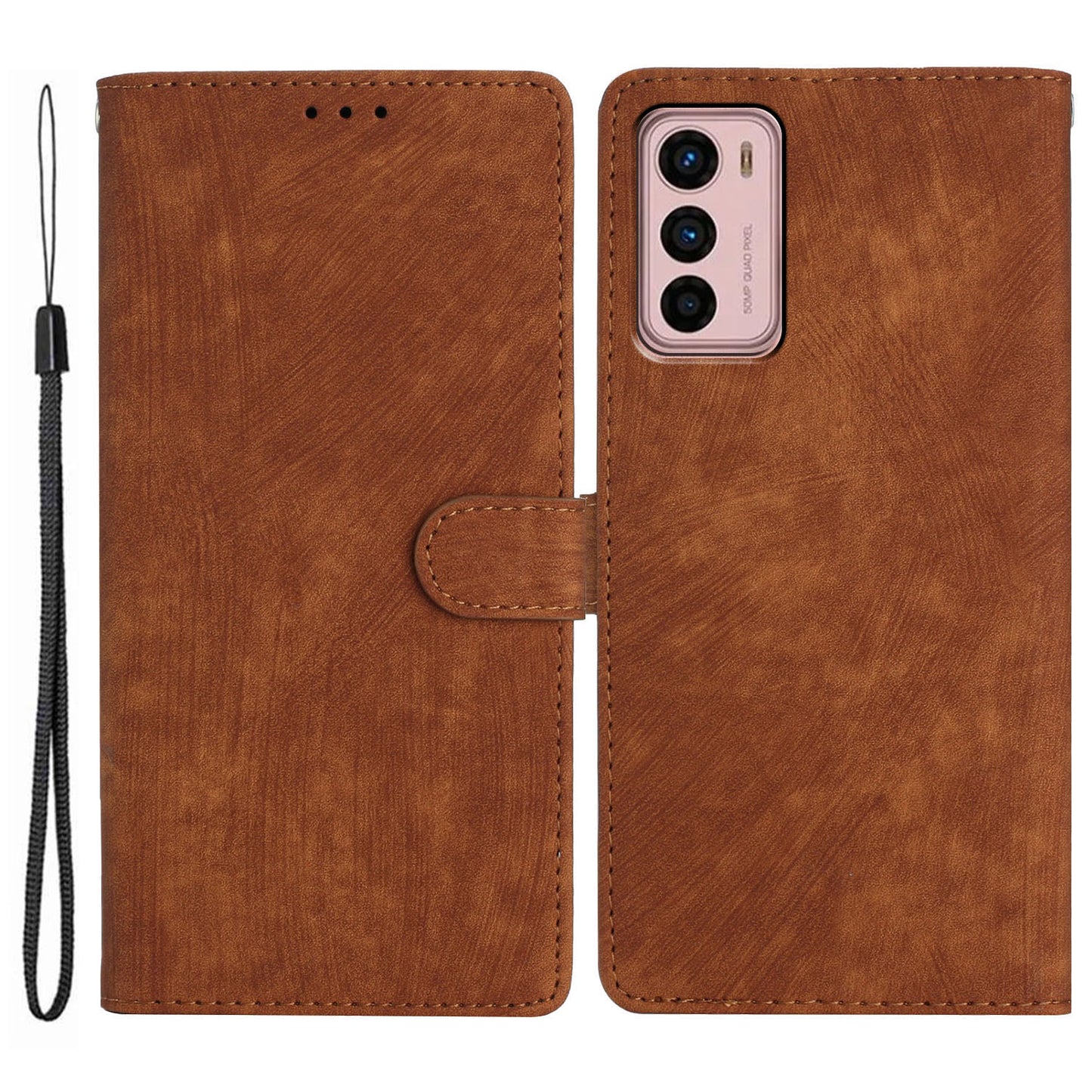 For Motorola Moto G42 4G Anti-Drop PU Leather Cover Skin-Touch Wallet Phone Case with Stand