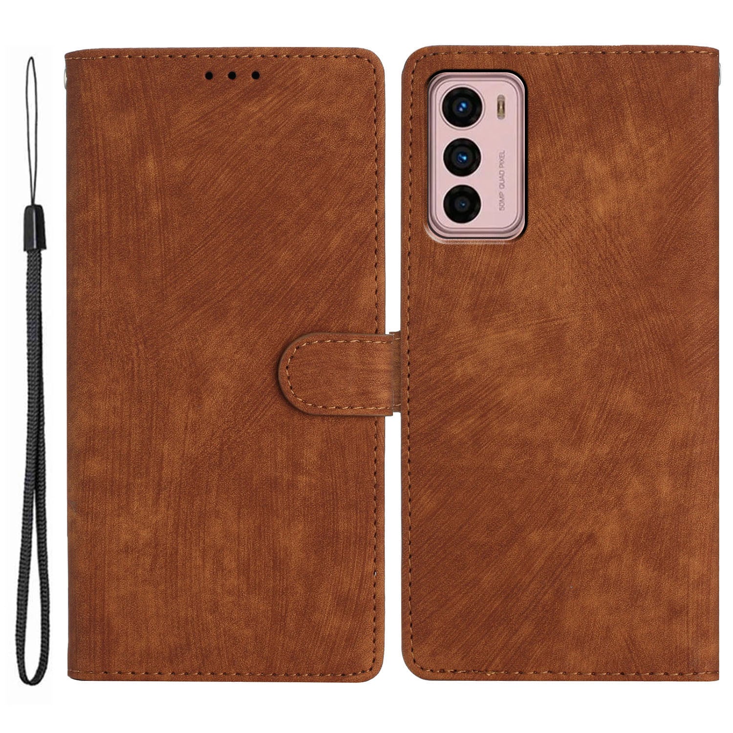 For Motorola Moto G42 4G Anti-Drop PU Leather Cover Skin-Touch Wallet Phone Case with Stand