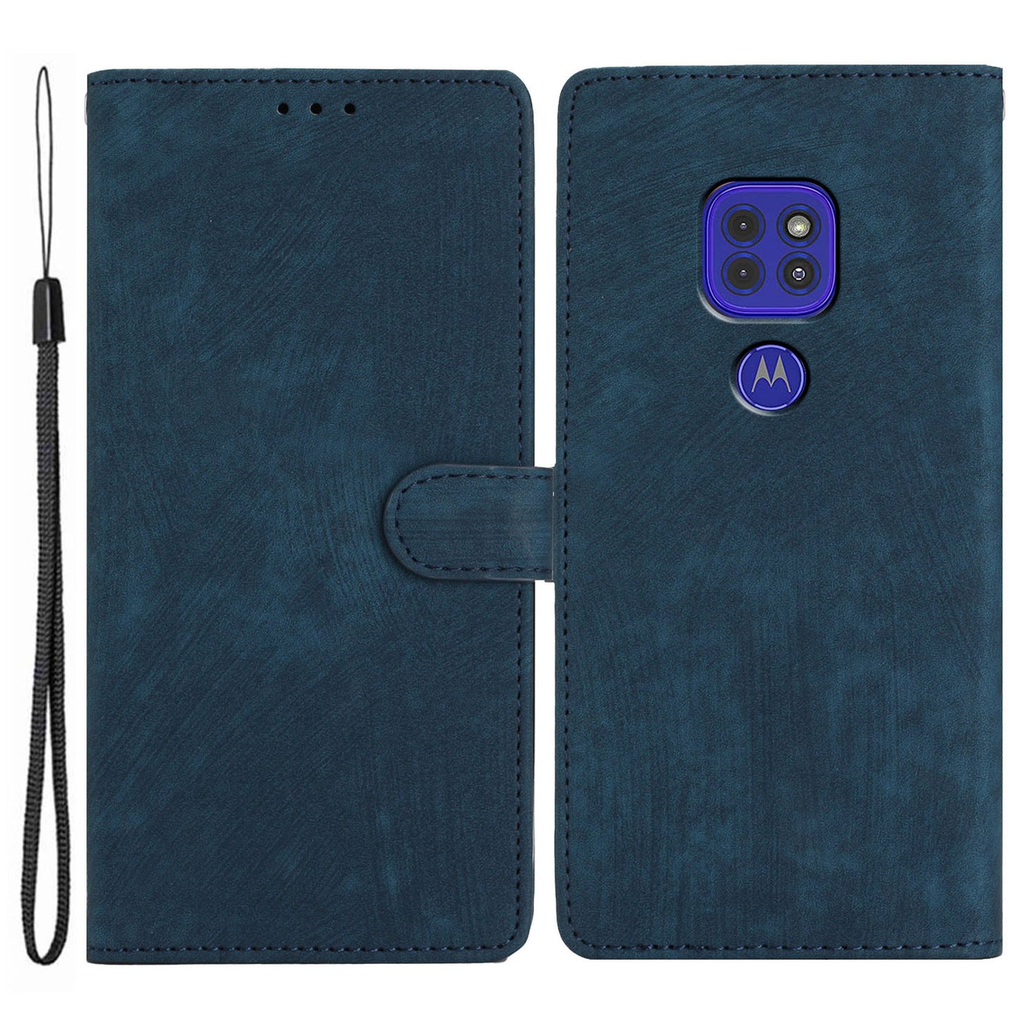 For Motorola Moto G9 (India) / G9 Play / E7 Plus PU Leather Protective Cover Skin-touch Phone Wallet Stand Case