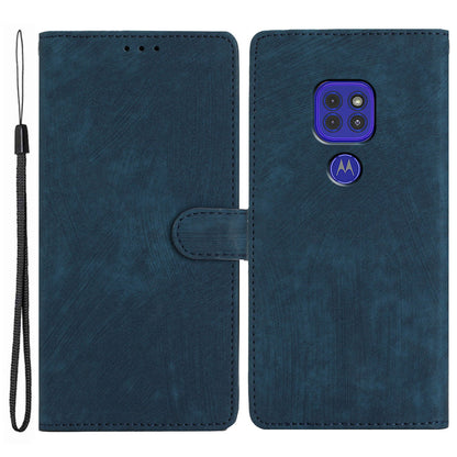 For Motorola Moto G9 (India) / G9 Play / E7 Plus PU Leather Protective Cover Skin-touch Phone Wallet Stand Case