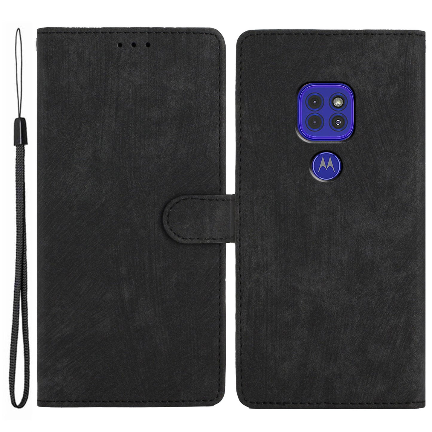 For Motorola Moto G9 (India) / G9 Play / E7 Plus PU Leather Protective Cover Skin-touch Phone Wallet Stand Case