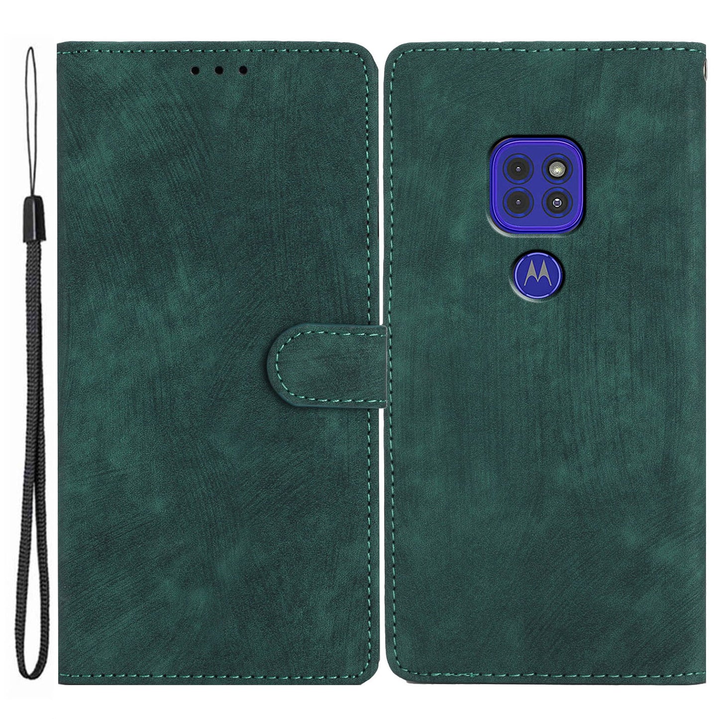 For Motorola Moto G9 (India) / G9 Play / E7 Plus PU Leather Protective Cover Skin-touch Phone Wallet Stand Case