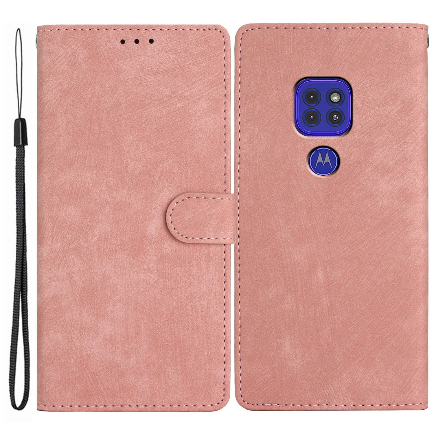 For Motorola Moto G9 (India) / G9 Play / E7 Plus PU Leather Protective Cover Skin-touch Phone Wallet Stand Case