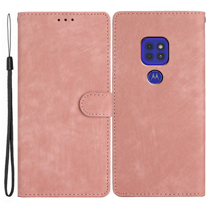 For Motorola Moto G9 (India) / G9 Play / E7 Plus PU Leather Protective Cover Skin-touch Phone Wallet Stand Case