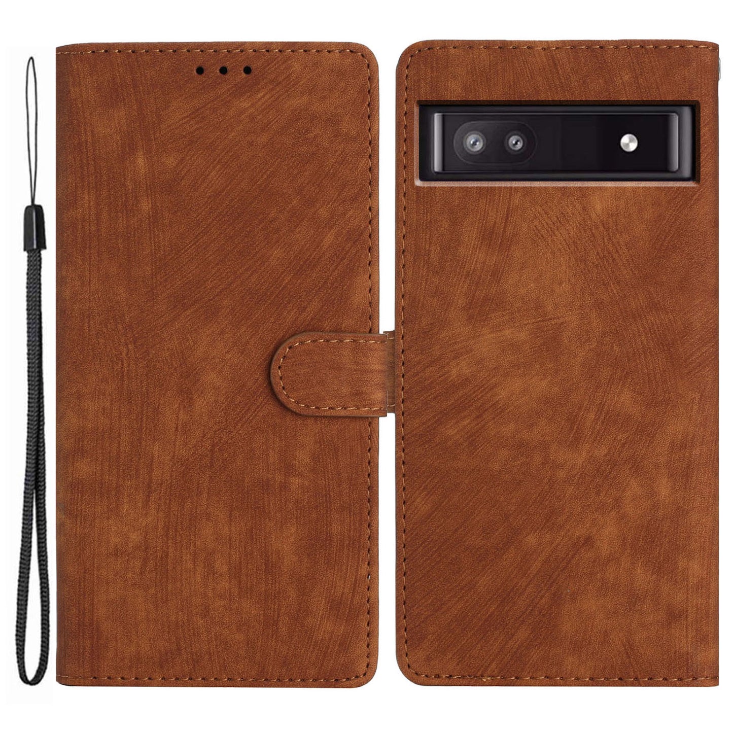 For Google Pixel 7a Wallet Phone Case Anti-Scratch PU Leather Cover Skin-Touch Stand Cell Phone Shell