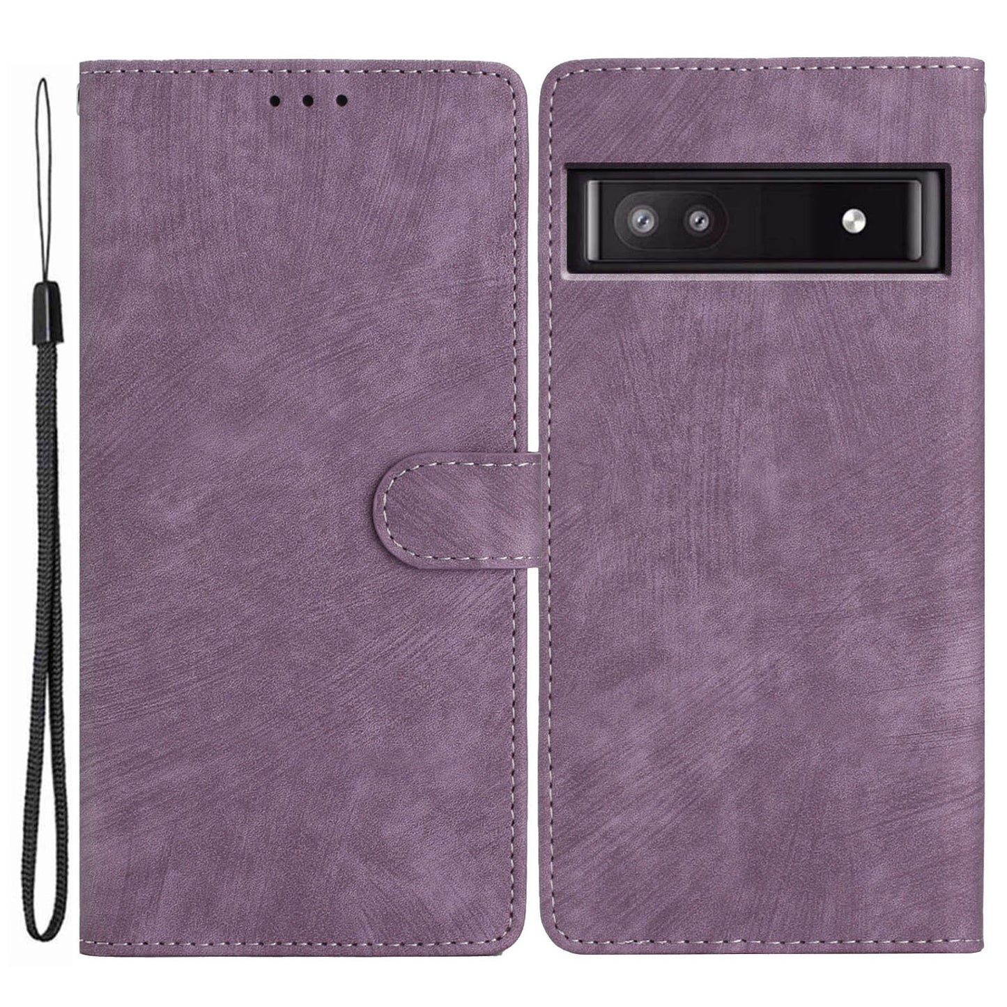For Google Pixel 7a Wallet Phone Case Anti-Scratch PU Leather Cover Skin-Touch Stand Cell Phone Shell