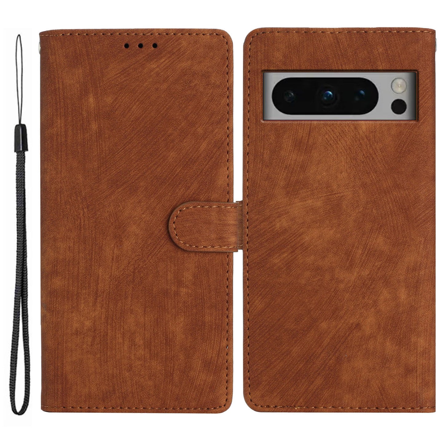 For Google Pixel 8 Pro Anti-Fingerprint PU Leather Wallet Cover Skin-Touch Stand Cell Phone Case