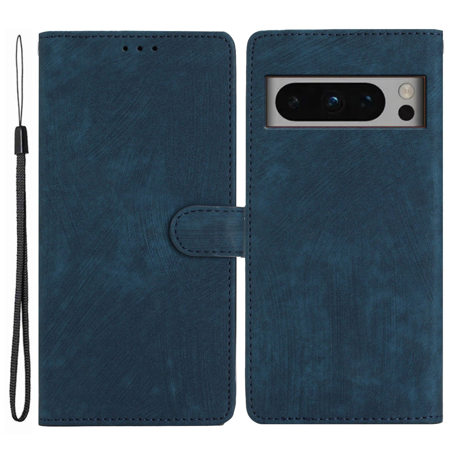 For Google Pixel 8 Pro Anti-Fingerprint PU Leather Wallet Cover Skin-Touch Stand Cell Phone Case