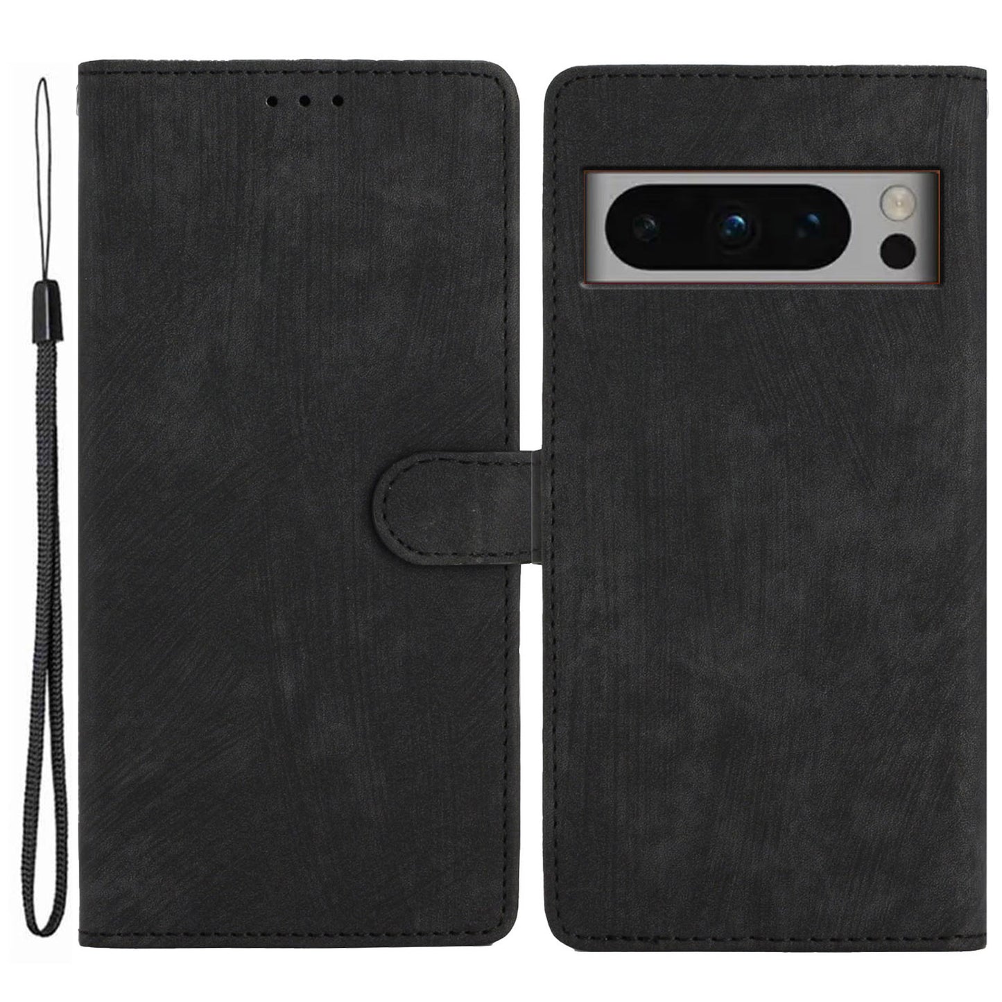 For Google Pixel 8 Pro Anti-Fingerprint PU Leather Wallet Cover Skin-Touch Stand Cell Phone Case
