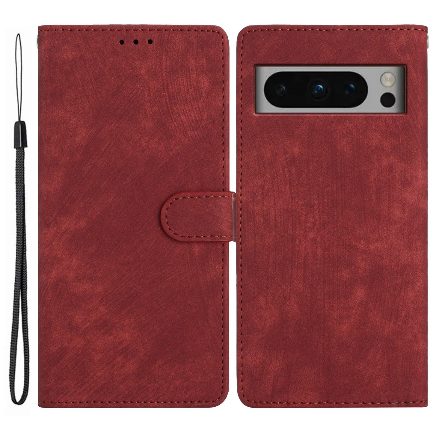 For Google Pixel 8 Pro Anti-Fingerprint PU Leather Wallet Cover Skin-Touch Stand Cell Phone Case