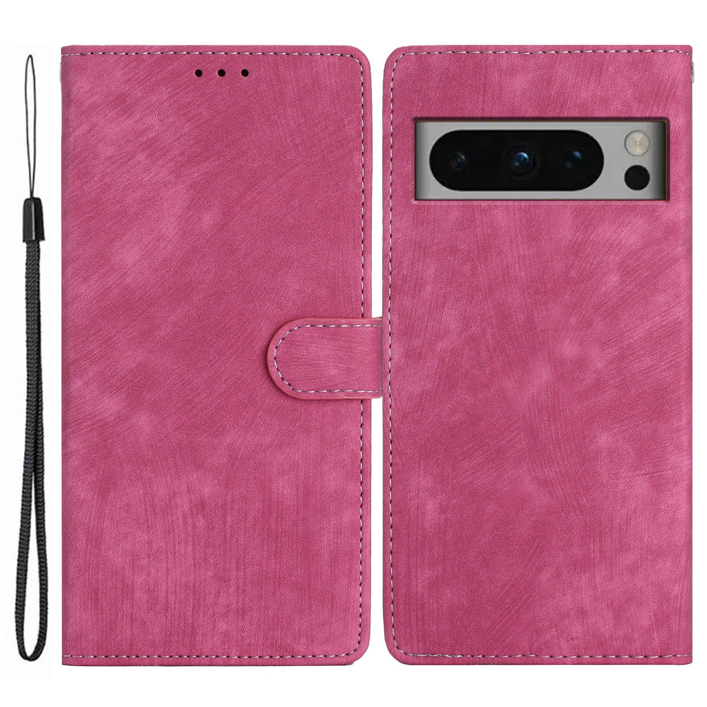 For Google Pixel 8 Pro Anti-Fingerprint PU Leather Wallet Cover Skin-Touch Stand Cell Phone Case