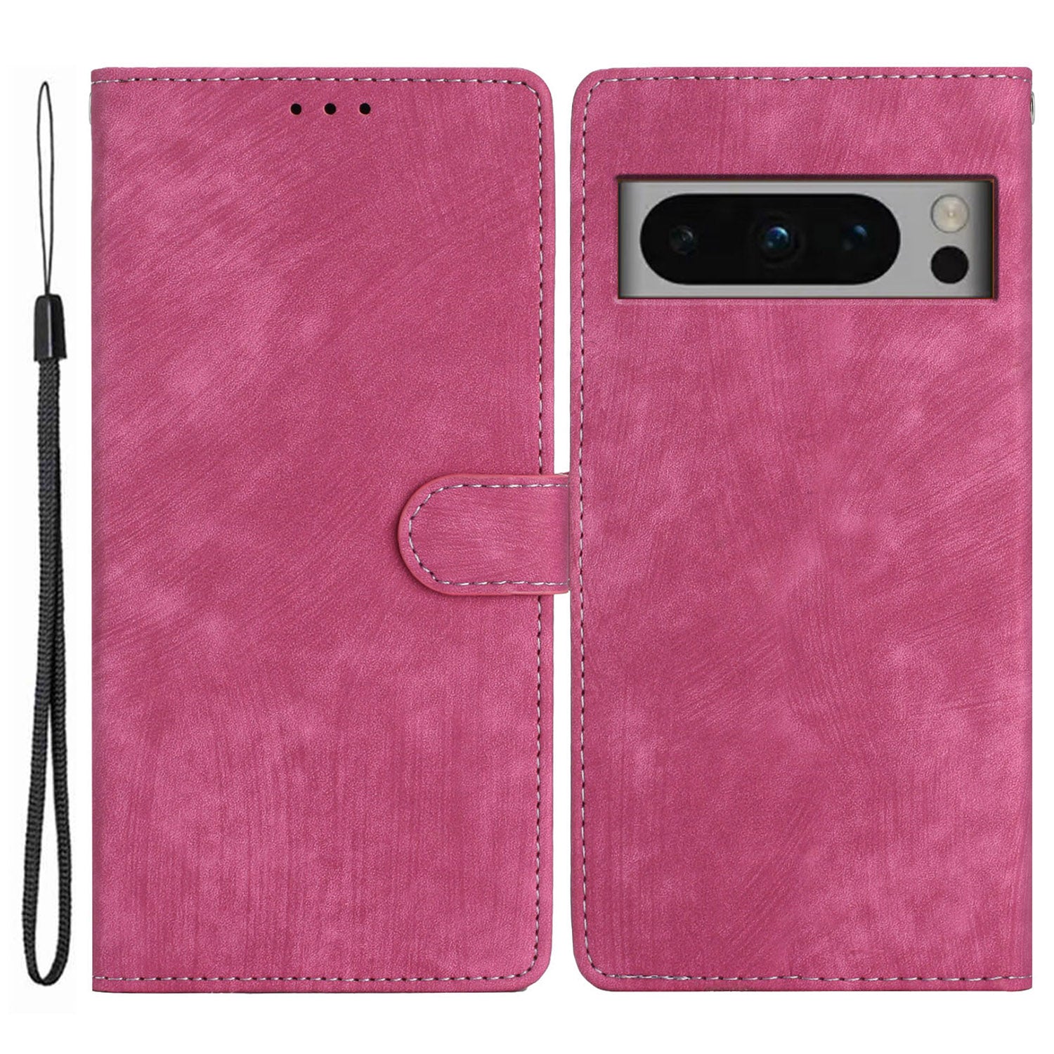 For Google Pixel 8 Pro Anti-Fingerprint PU Leather Wallet Cover Skin-Touch Stand Cell Phone Case