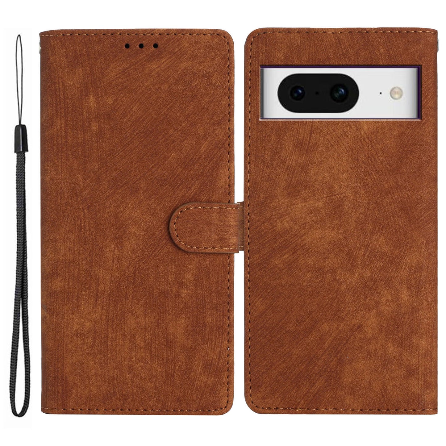 For Google Pixel 8 Solid Color Skin-touch Stand Leather Wallet Cover Cell Phone Case