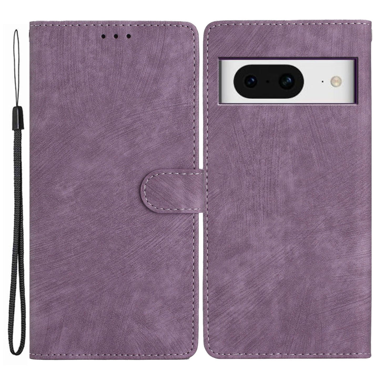 For Google Pixel 8 Solid Color Skin-touch Stand Leather Wallet Cover Cell Phone Case