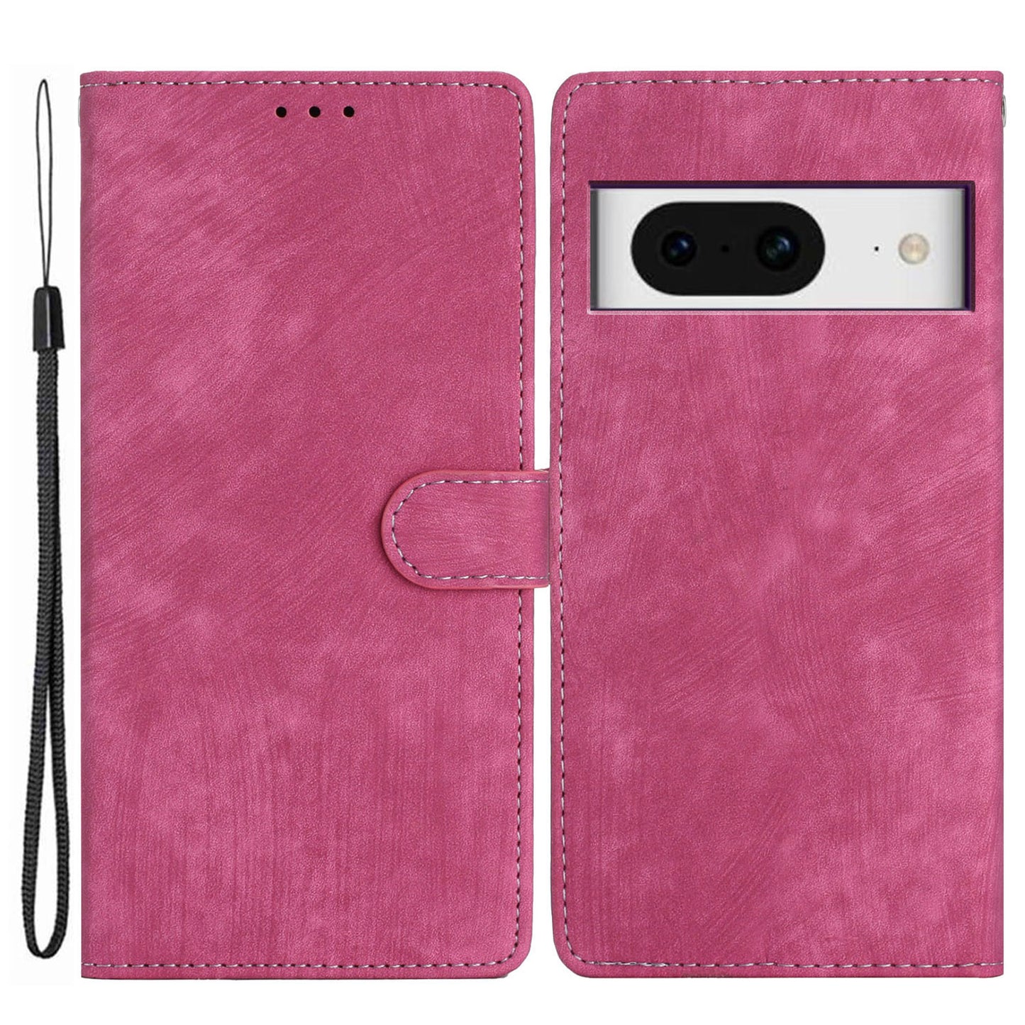 For Google Pixel 8 Solid Color Skin-touch Stand Leather Wallet Cover Cell Phone Case