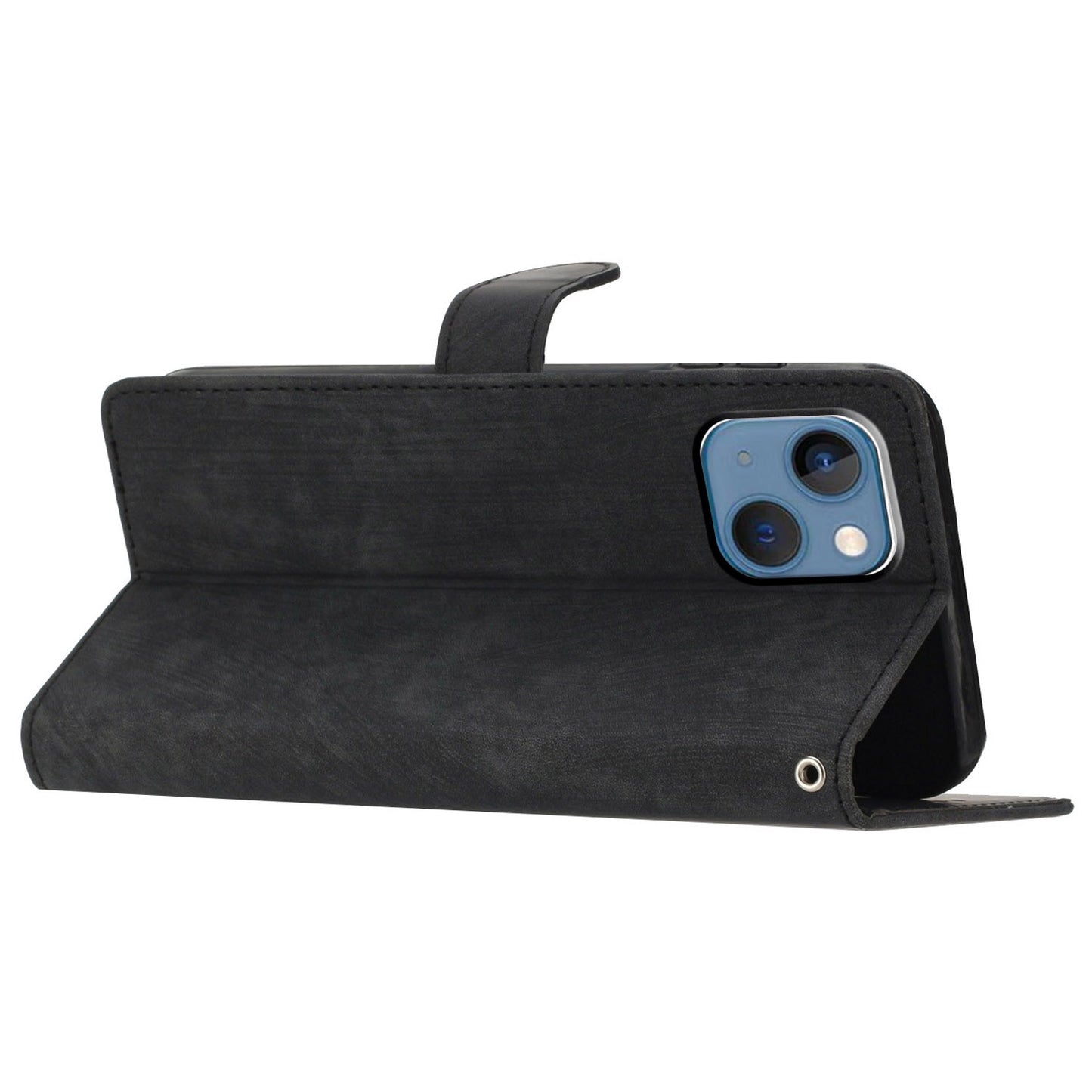 Anti-drop Phone Case for iPhone 13 6.1 inch , Skin-touch Leather Wallet Cover with Stand