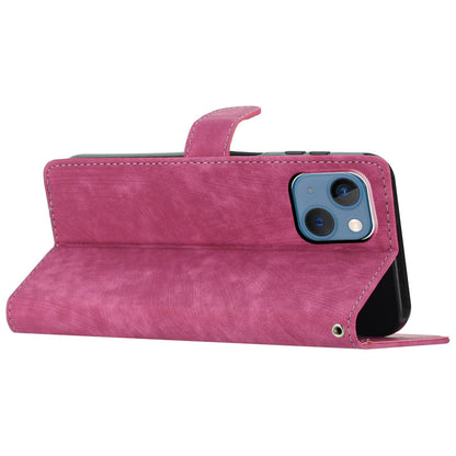Anti-drop Phone Case for iPhone 13 6.1 inch , Skin-touch Leather Wallet Cover with Stand