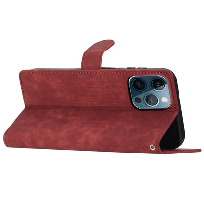 For iPhone 14 Pro Solid Color Skin-touch PU Leather Wallet Shell Anti-drop Stand Phone Case