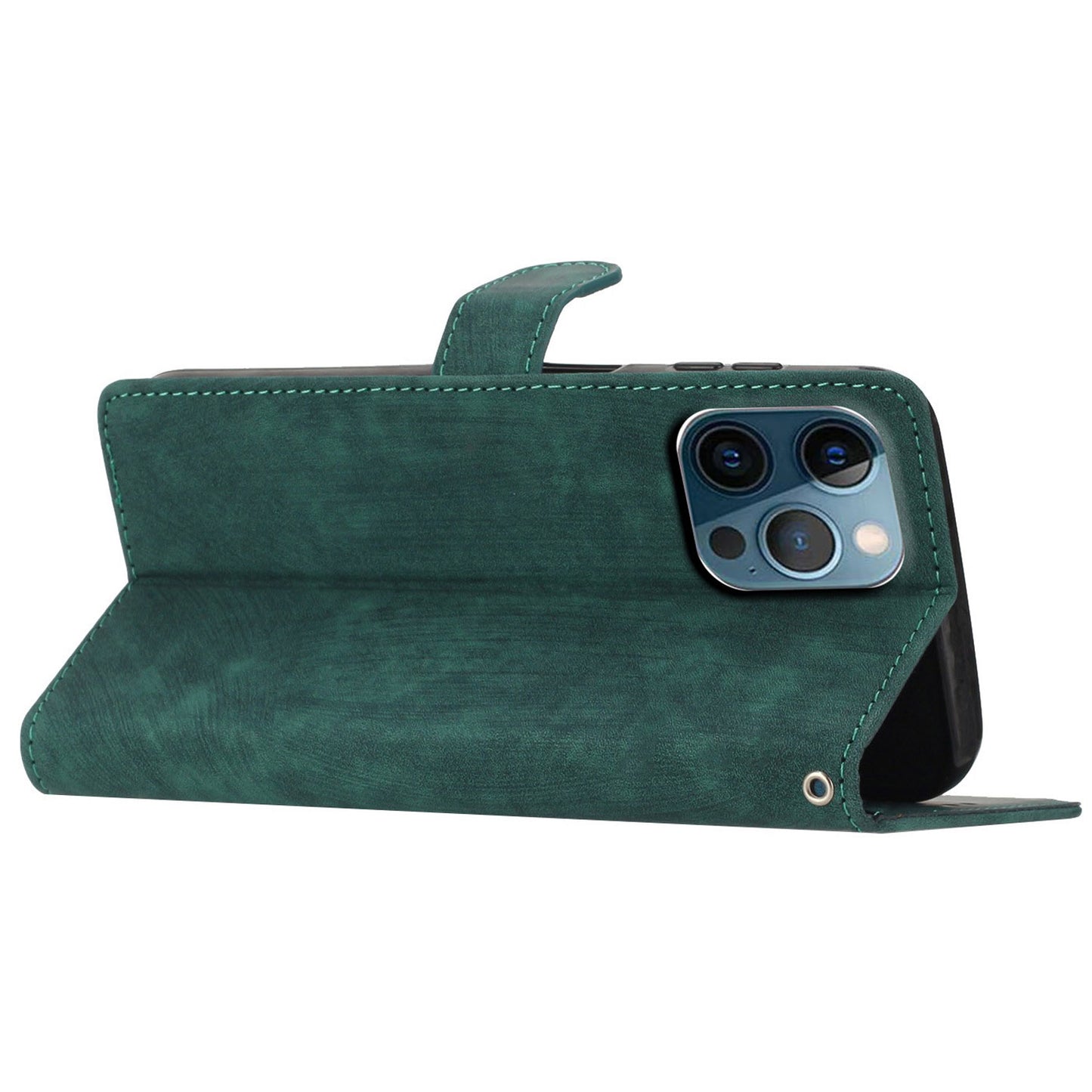 For iPhone 14 Pro Solid Color Skin-touch PU Leather Wallet Shell Anti-drop Stand Phone Case