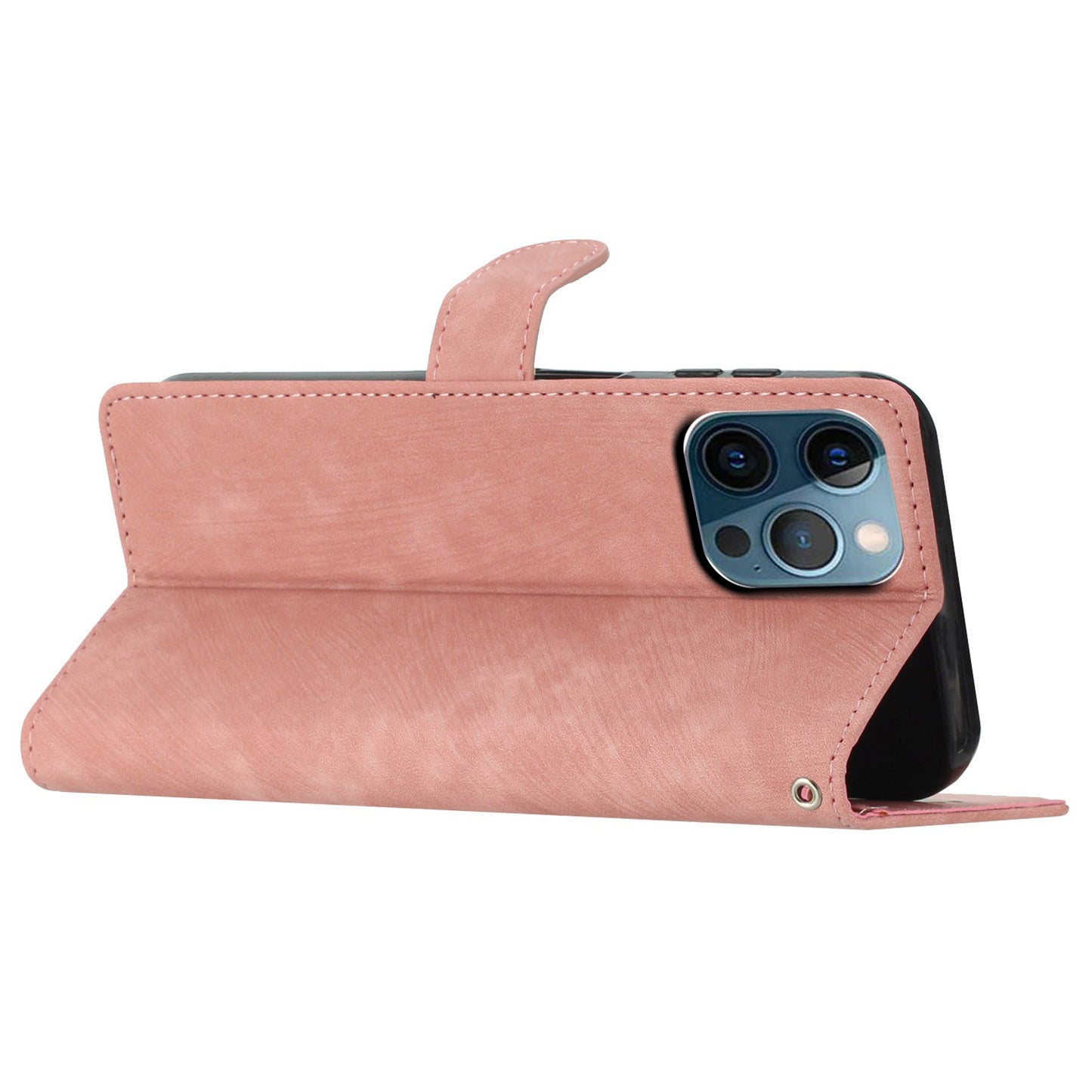 For iPhone 14 Pro Solid Color Skin-touch PU Leather Wallet Shell Anti-drop Stand Phone Case
