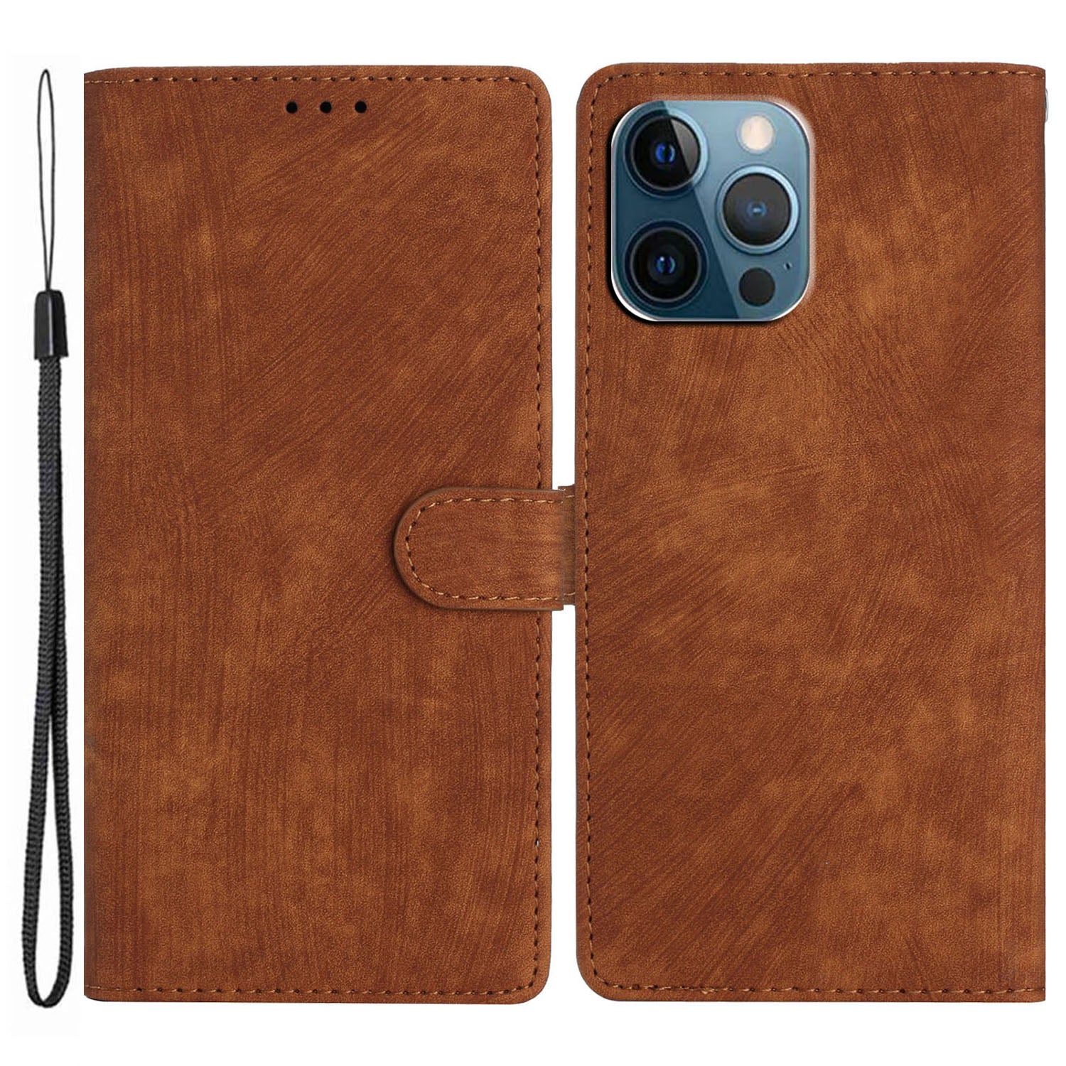 Wallet Shell for iPhone 14 Pro Max Solid Color Skin-touch PU Leather Anti-drop Stand Phone Case