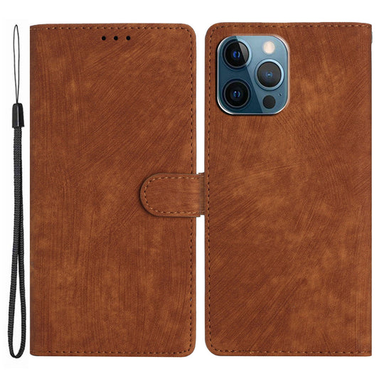 Wallet Shell for iPhone 14 Pro Max Solid Color Skin-touch PU Leather Anti-drop Stand Phone Case