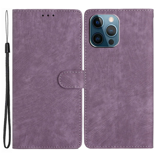 Wallet Shell for iPhone 14 Pro Max Solid Color Skin-touch PU Leather Anti-drop Stand Phone Case