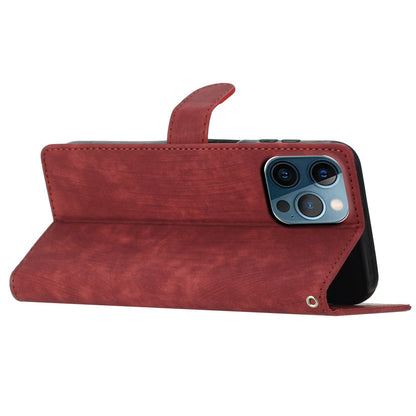 Wallet Shell for iPhone 14 Pro Max Solid Color Skin-touch PU Leather Anti-drop Stand Phone Case