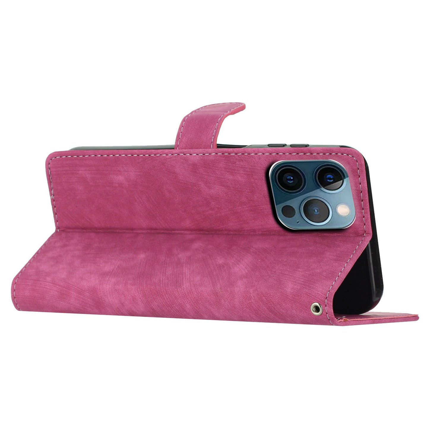 Wallet Shell for iPhone 14 Pro Max Solid Color Skin-touch PU Leather Anti-drop Stand Phone Case